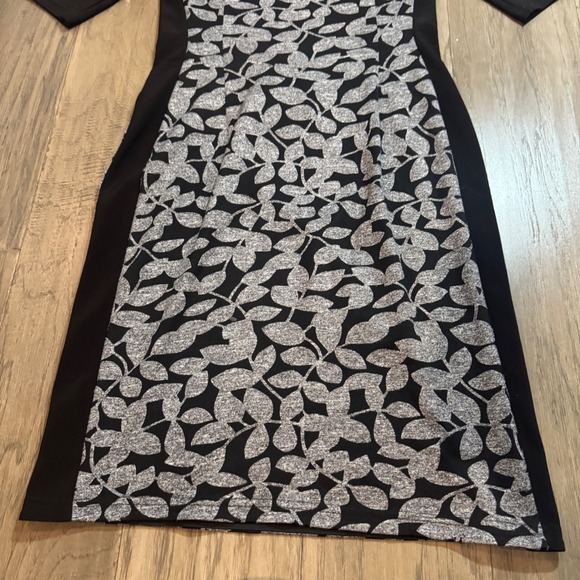 Joseph Ribkoff Black Gray Leaf Print Belted Sheath Dress Women Size 6 - Picture 14 of 14